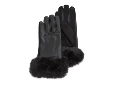 Kelly & Katie Faux Fur Trim Gloves In Black