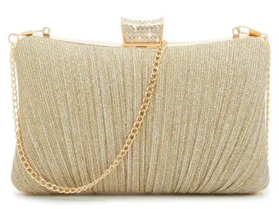 Kelly & Katie Glitter Pleat Clutch In Gold