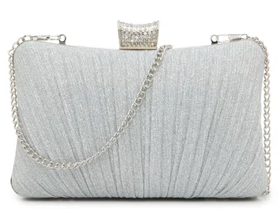Kelly & Katie Glitter Pleat Clutch In Silver