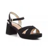 Kelly & Katie Liliena Sandals Women's Black Ankle Strap Block Heel Gal181 In Black