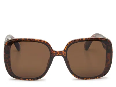 Kelly & Katie Lynx Leopard Square Sunglasses In Brown