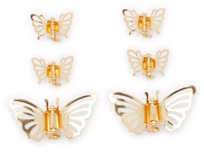 Kelly & Katie Mini Butterfly Hair Clips Set 6 Pack In Gold