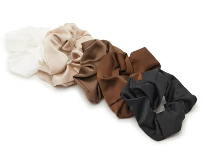 Kelly & Katie Neutral Satin Scrunchie Set 5 Pack In Multi