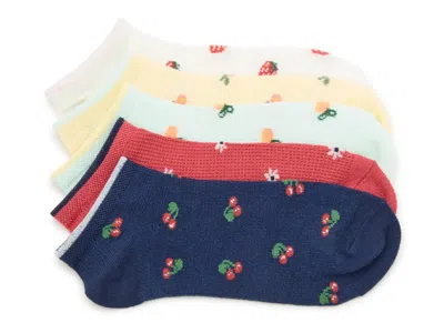 Kelly & Katie Novelty Waffle Cherry No Show Socks 5 Pack In Multi