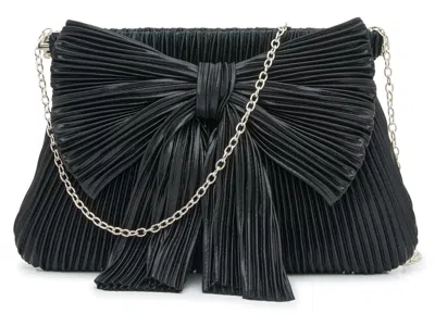 Kelly & Katie Pleated Bow Clutch In Black
