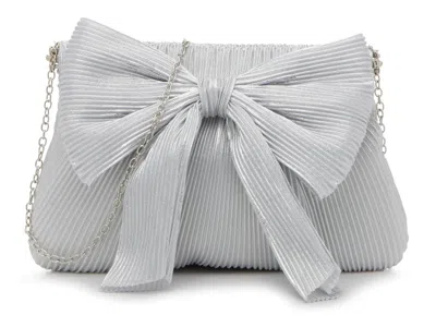 Kelly & Katie Pleated Bow Clutch In White