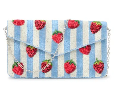Kelly & Katie Strawberry Stripe Clutch In Blue