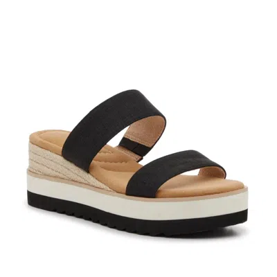Kelly & Katie Tiama Sandals Women Black Open Toe Espadrille Wedge Heel Gal2023