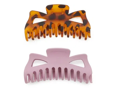 Kelly & Katie Tortoise & Purple Claw Hair Clip Set 2 Pack In Multi