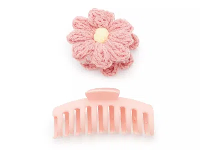 Kelly & Katie Yarn Flower Claw Hair Clip Set 2 Pack In Multi