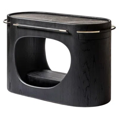 Pre-owned Kelly Wearstler Wood & Marble Maris Bar Cart, Giobagnara X , Made In Italy In Brown