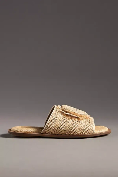 Kelsi Dagger Brooklyn Bloom Raffia Slide Sandals In Beige