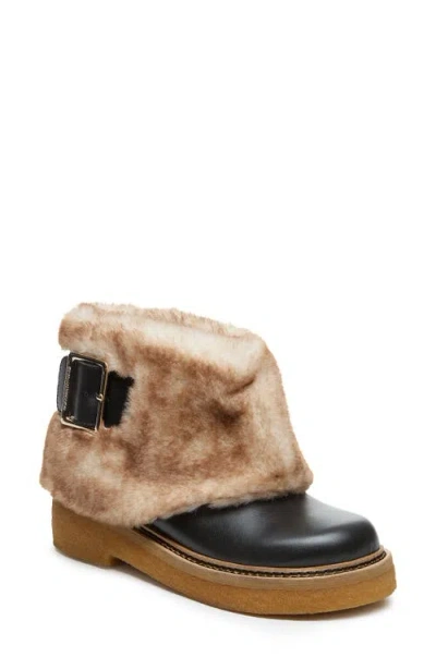 Kelsi Dagger Brooklyn Calvin Faux Fur Cuff Bootie In Black