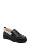 Kelsi Dagger Brooklyn Lens Faux Shearling Lined Loafer In Black