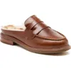 Kelsi Dagger Brooklyn Lock Faux Shearling Lined Mule In Cognac