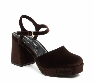Kelsi Dagger Women's Edna Velvet Platform Heel In Mahogany In Multi