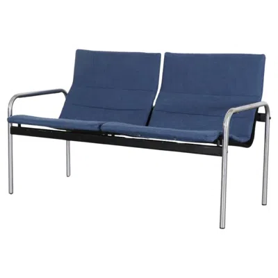 Pre-owned Kembo "ultrex" Series Loveseat With New Dark Blue Seat Covers And Chrome Frame