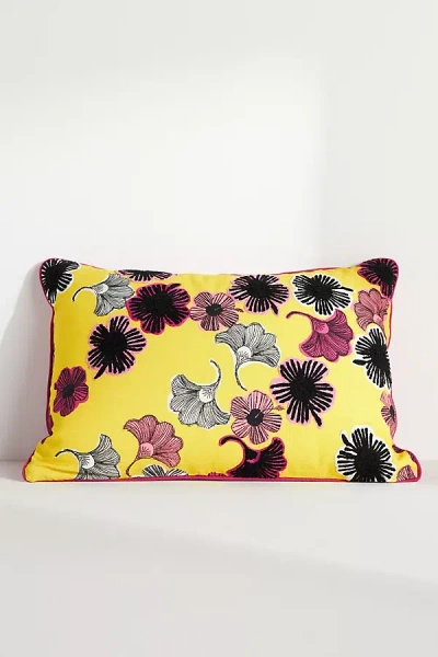 Kemi Telford Embroidered Cushion In Yellow