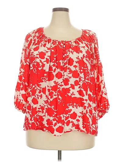 Pre-owned Kenar 3/4 Sleeve Blouse In Red