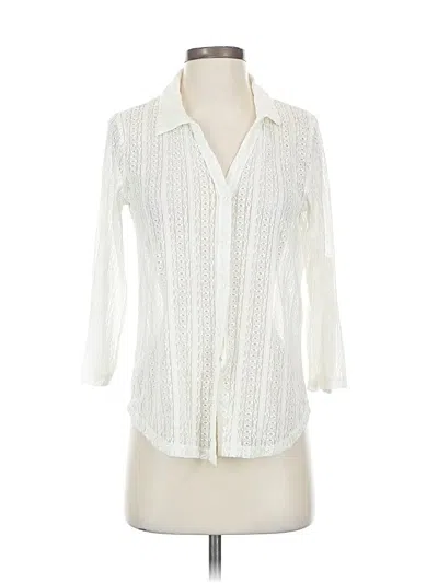 Pre-owned Kenar 3/4 Sleeve Button Down Shirt In White