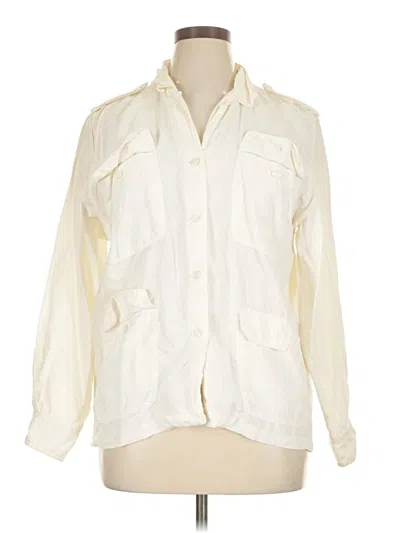Pre-owned Kenar 3/4 Sleeve Button Down Shirt In White