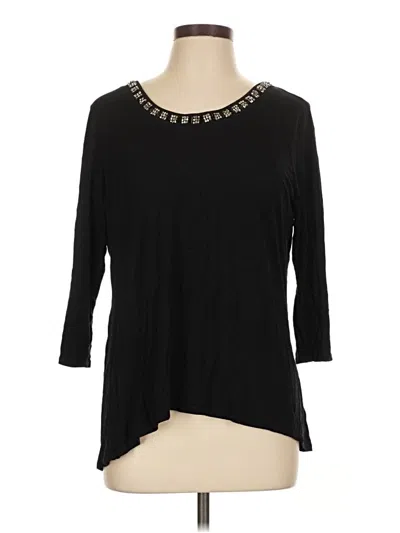 Pre-owned Kenar 3/4 Sleeve Top Black Boatneck Tops