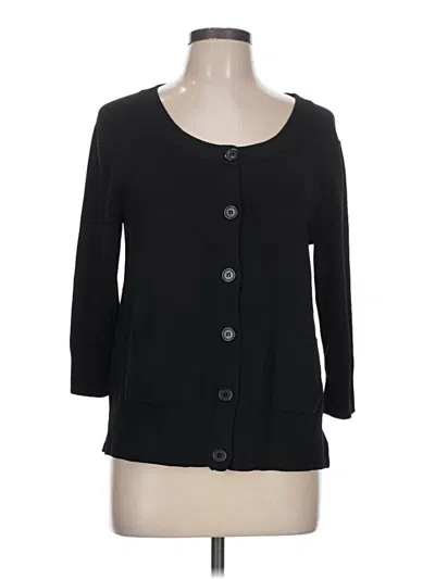 Pre-owned Kenar 3/4 Sleeve Top Black Solid Pattern Scoop Neck Tops