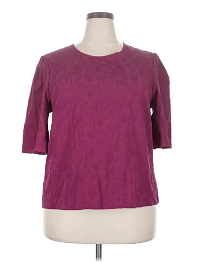 Pre-owned Kenar 3/4 Sleeve Top Burgundy Crew Neck Tops