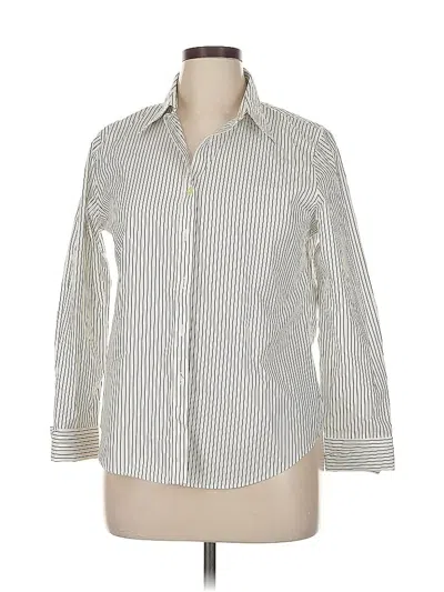 Pre-owned Kenar Long Sleeve Button Down Shirt In White