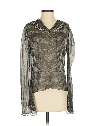 Pre-owned Kenar Long Sleeve Silk Top Black Cowl Neck Tops
