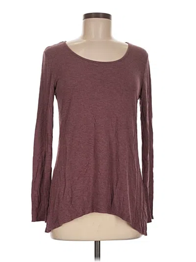 Pre-owned Kenar Long Sleeve Top Burgundy Scoop Neck Tops