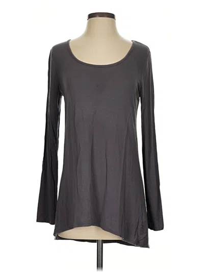 Pre-owned Kenar Long Sleeve Top Gray Scoop Neck Tops