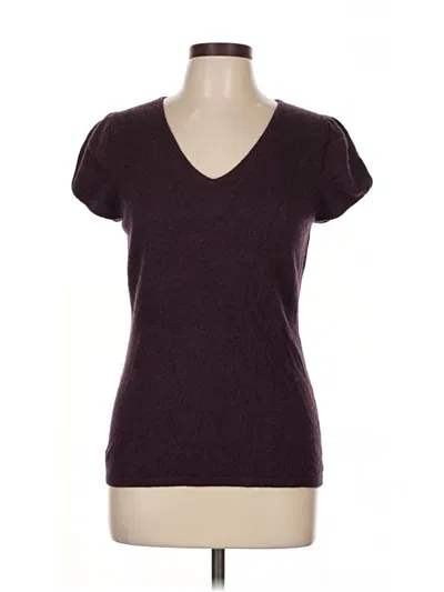 Pre-owned Kenar Short Sleeve Top Burgundy V Neck Tops