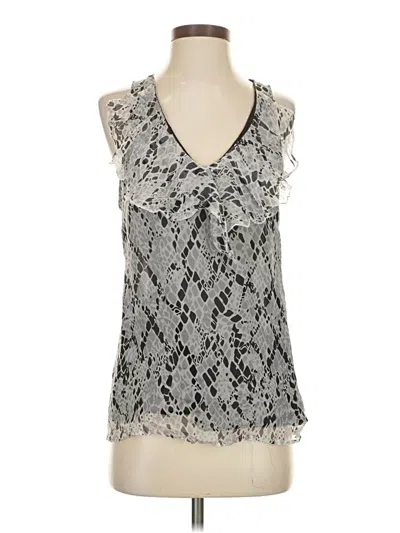 Pre-owned Kenar Sleeveless Silk Top Silver V Neck Tops