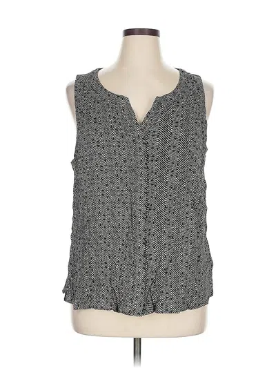 Pre-owned Kenar Tank Top Gray Plunge Neckline Tops