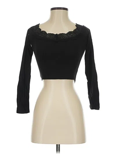 Pre-owned Kendall & Kylie 3/4 Sleeve Top Black Sweetheart Neckline Tops