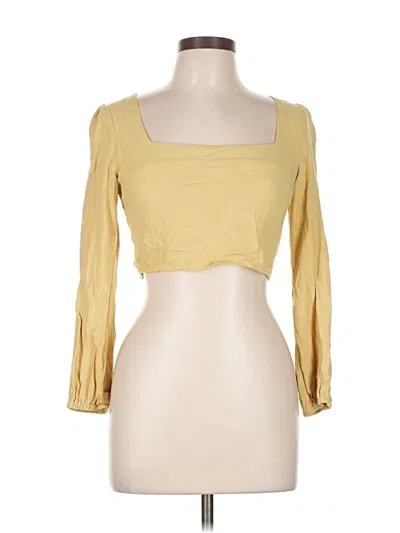 Pre-owned Kendall & Kylie 3/4 Sleeve Top Yellow Square Neckline Tops