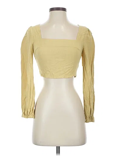 Pre-owned Kendall & Kylie 3/4 Sleeve Top Yellow Square Neckline Tops