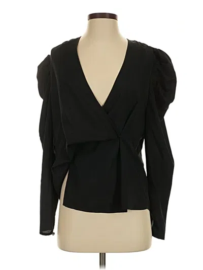 Pre-owned Kendall & Kylie Long Sleeve Blouse In Black