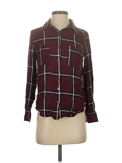Pre-owned Kendall & Kylie Long Sleeve Blouse In Burgundy
