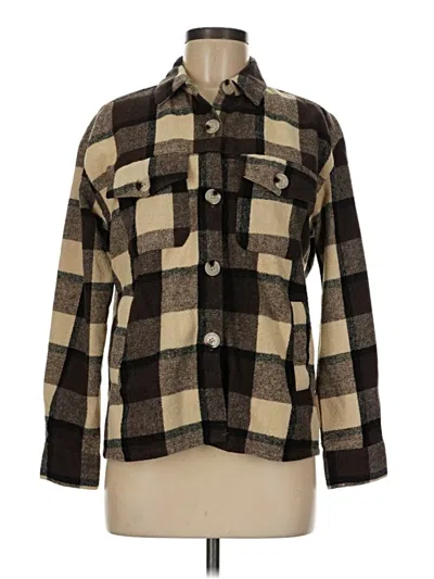Pre-owned Kendall & Kylie Long Sleeve Button Down Shirt In Brown