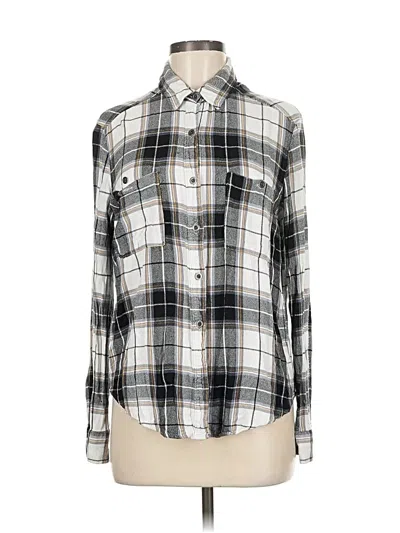 Pre-owned Kendall & Kylie Long Sleeve Button Down Shirt In Silver