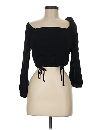 Pre-owned Kendall & Kylie Long Sleeve Top Black One Shoulder Neckline Tops