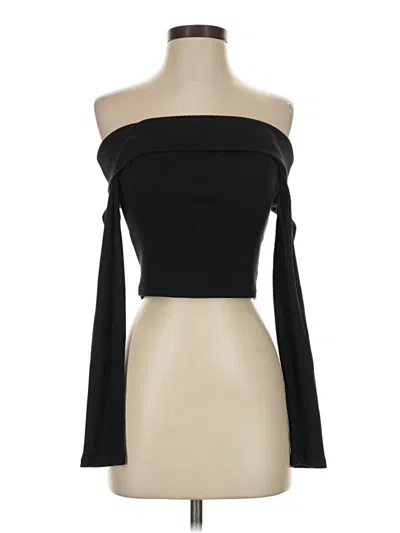 Pre-owned Kendall & Kylie Long Sleeve Top Black Strapless Neckline Tops