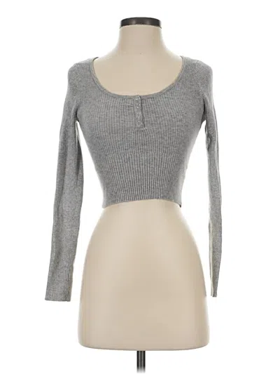 Pre-owned Kendall & Kylie Long Sleeve Top Gray Sweetheart Neckline Tops