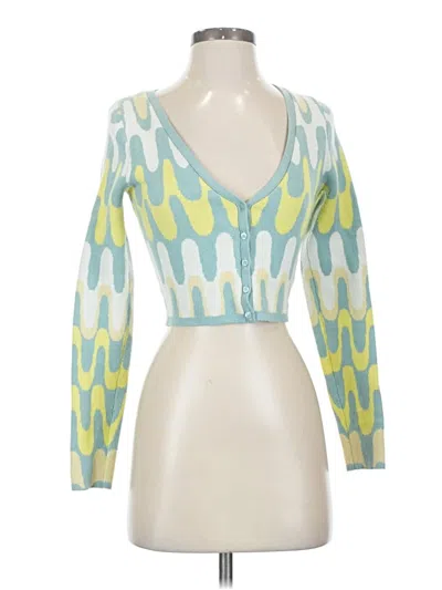 Pre-owned Kendall & Kylie Long Sleeve Top Green Plunge Neckline Tops