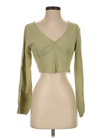 Pre-owned Kendall & Kylie Long Sleeve Top Green Sweetheart Neckline Tops