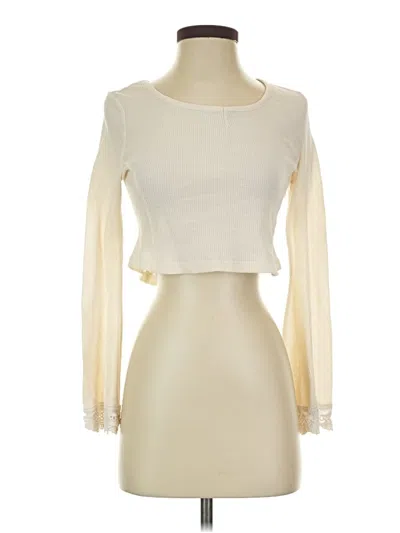 Pre-owned Kendall & Kylie Long Sleeve Top Ivory Sweetheart Neckline Tops