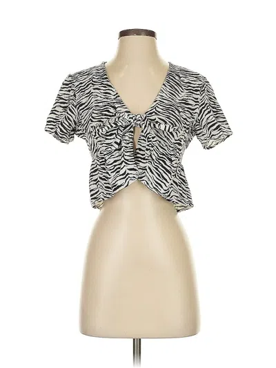 Pre-owned Kendall & Kylie Short Sleeve Blouse In Ivory