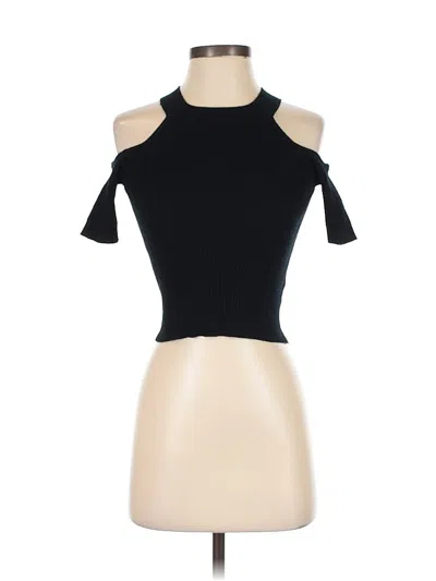 Pre-owned Kendall & Kylie Short Sleeve Top Black Cold Shoulder Neckline Tops